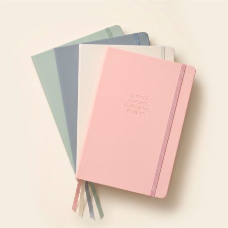 notebook a5 glitter snacks emotions repeat blush Just Because Why